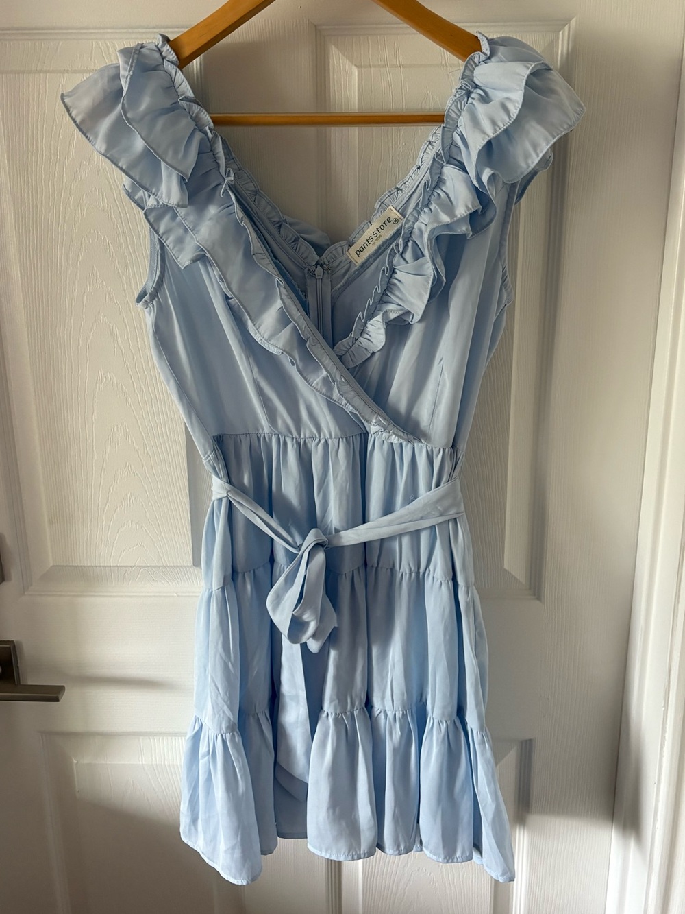 Pants Store Light Blue Ruffle Tiered Mini Dress Size M